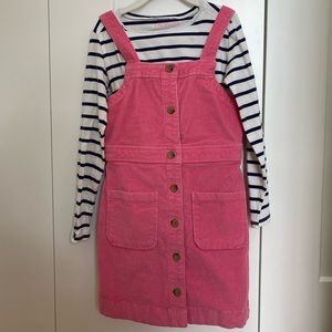 J. Crew Kids Pink Corduroy Jumper and Striped Shirt Size 6/7 (Small)
